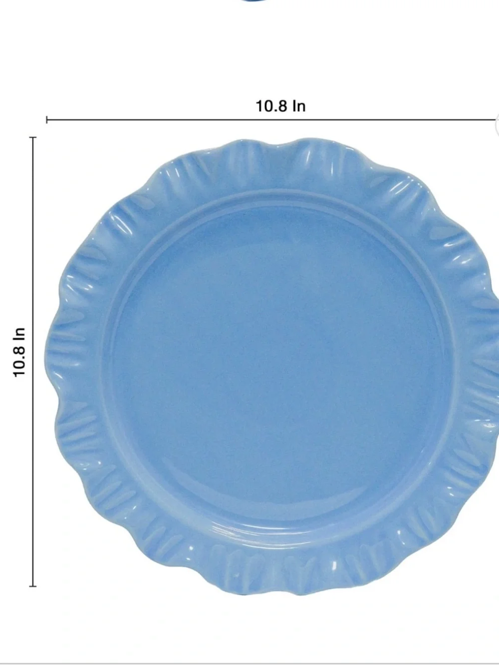 Ruffled-Edged Stoneware Plates, Blue, 10.75
